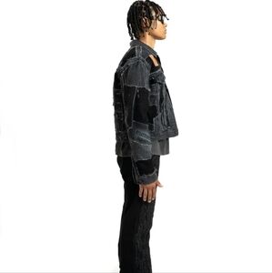 Reworked Denim Jacket Full Zip Hooded Levi's Arizona Jeans Pink Pvssy Vintage